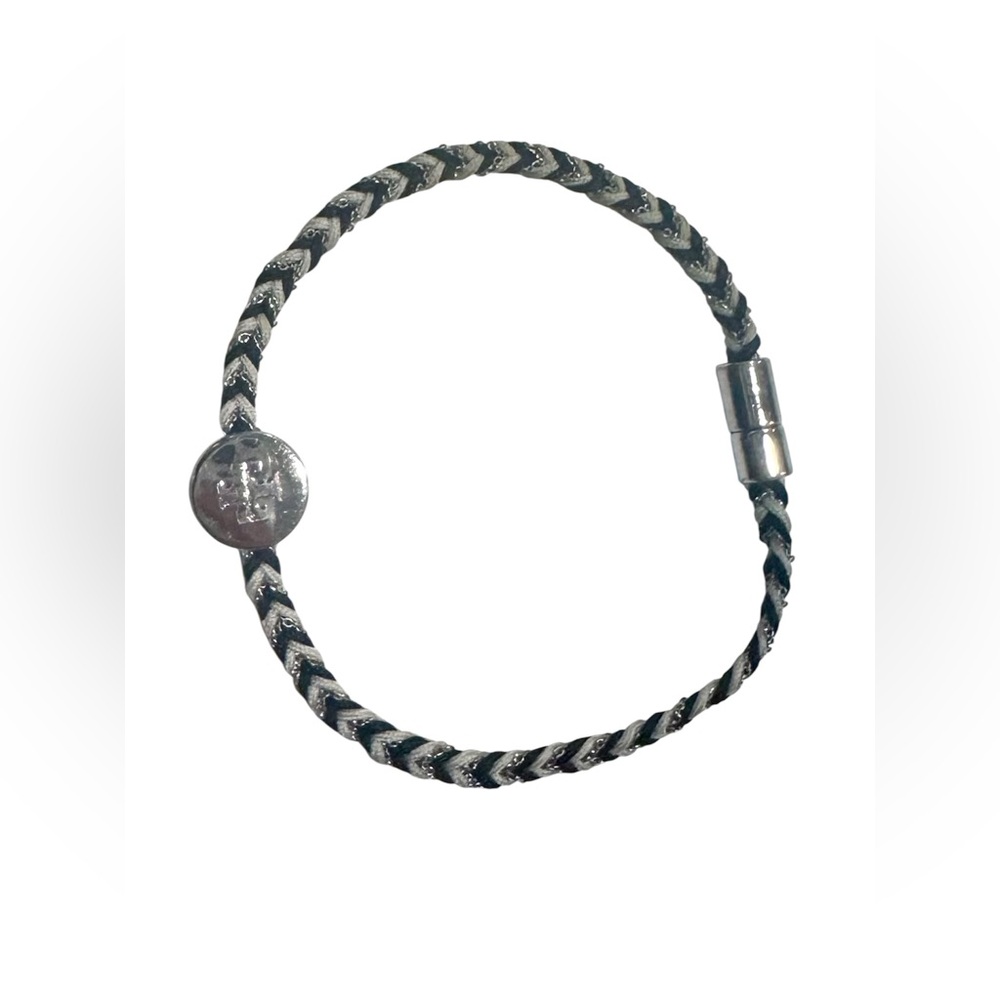 Tory Burch Kira Black & Silver Braided Bracelet